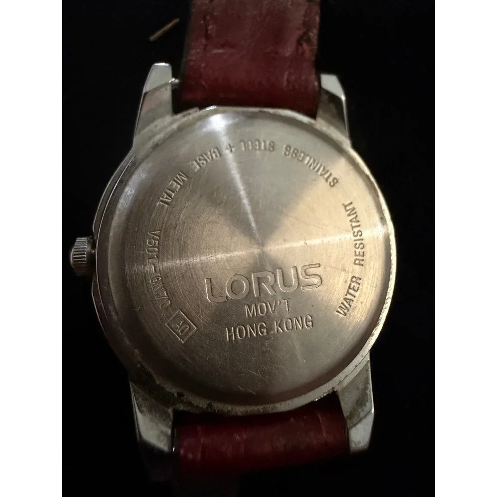 Lorus Disney Minnie Mouse Watch Red Leather Strap Silver Tone V501-6N70 Quartz